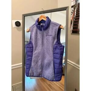 Free Country Women’s Large Purple Fleece Zip Vest Quilted Sides Full Zip Outdoor